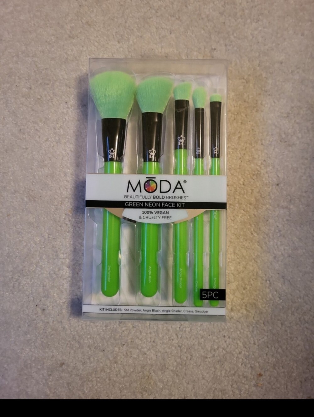 Moda Neon Green Makeup Brushes